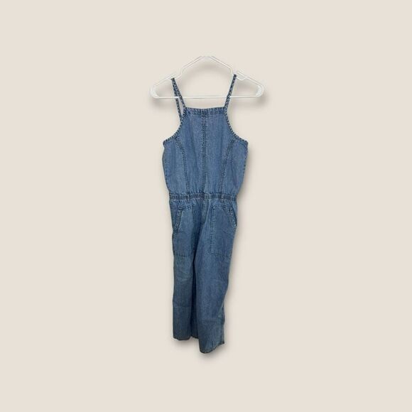 Zara Girls Denim Full Length Overall Jumpsuit Blue Size 13-14 - Picture 1 of 7